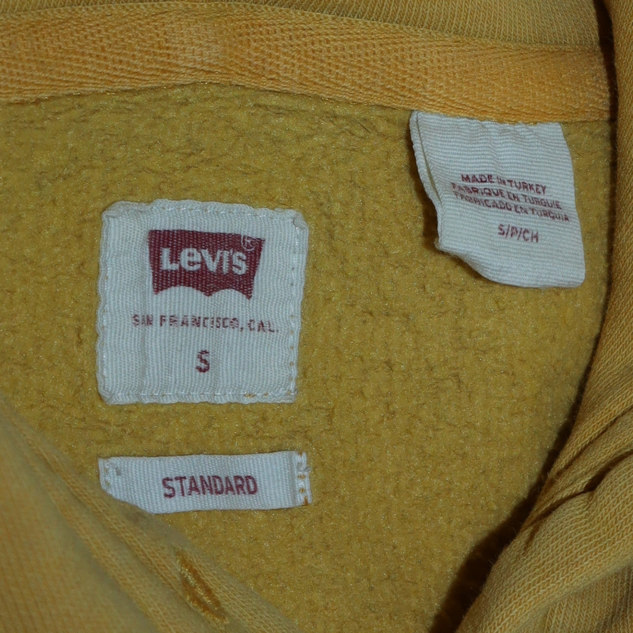 Levi's Men's Yellow Logo Pullover Hoodie Size S