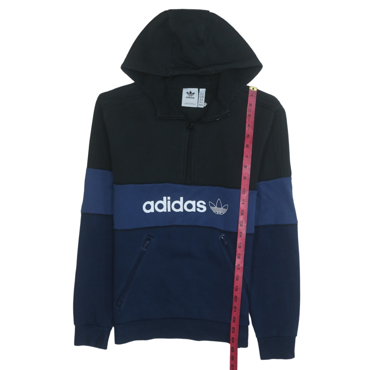Adidas Men's Blue XS Hoodie 1/2 Zip Pullover Logo Fleece