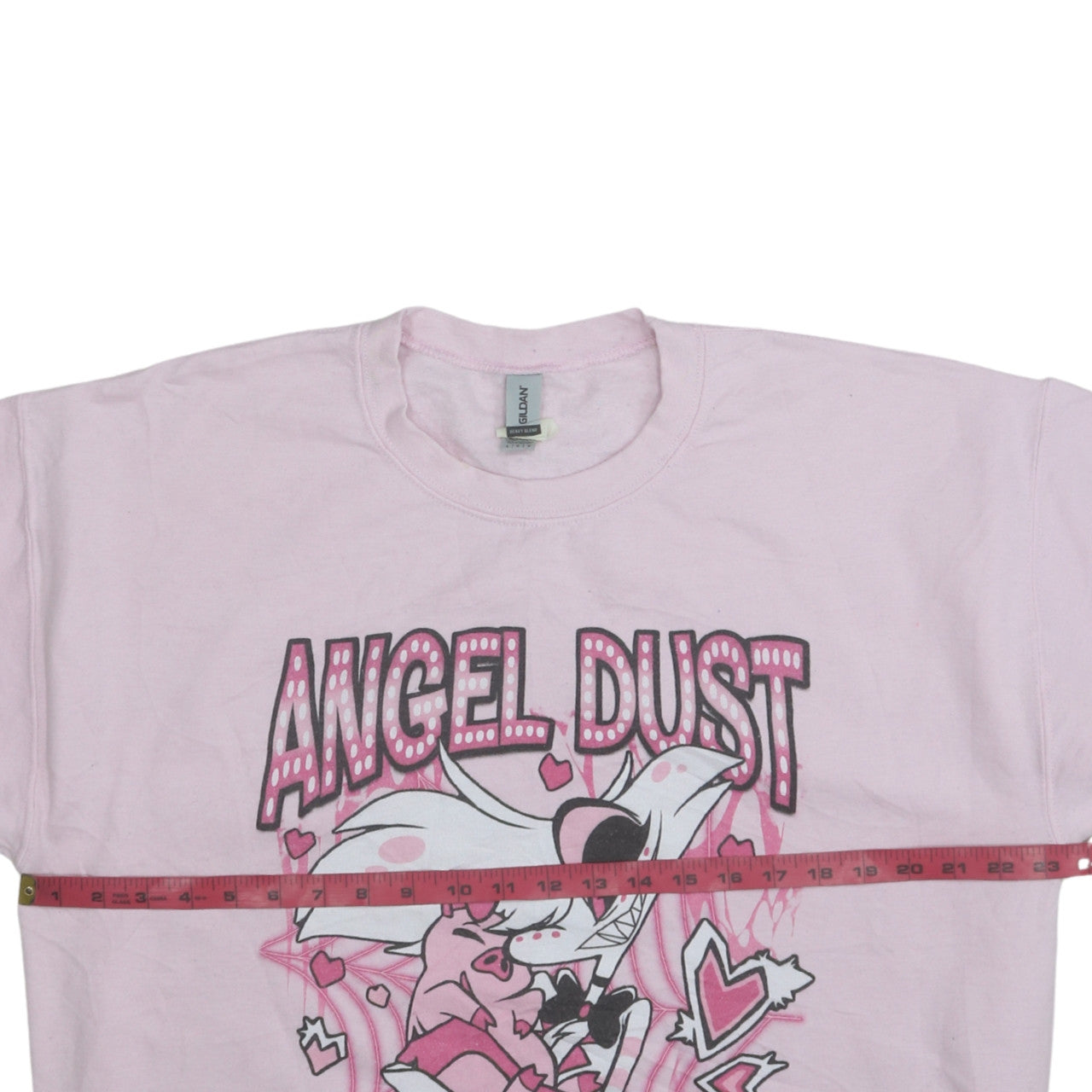 Gildan Women Pink Angel Dust Graphic Pullover Sweatshirt L