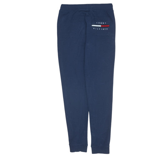 Tommy Hilfiger Boys Blue Jogger Trousers Size 176 Elastic Waist Logo