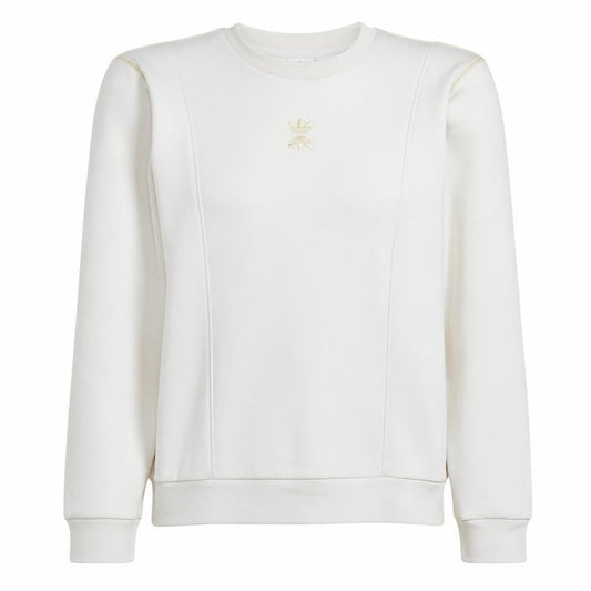 Adidas Women White Gold Logo Crew Neck Sweatshirt Size 10