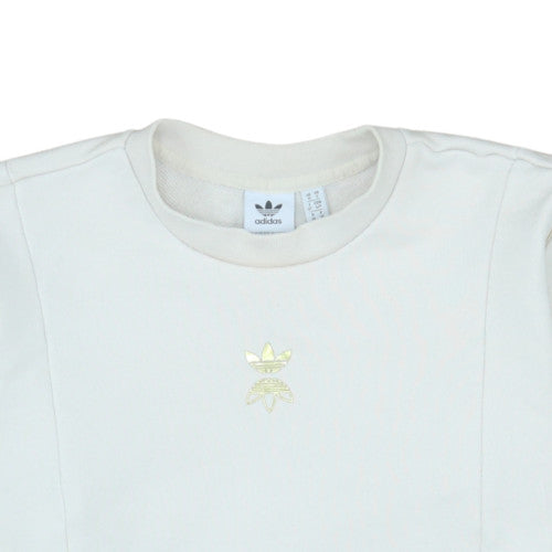 Adidas Women White Gold Logo Crew Neck Sweatshirt Size 10