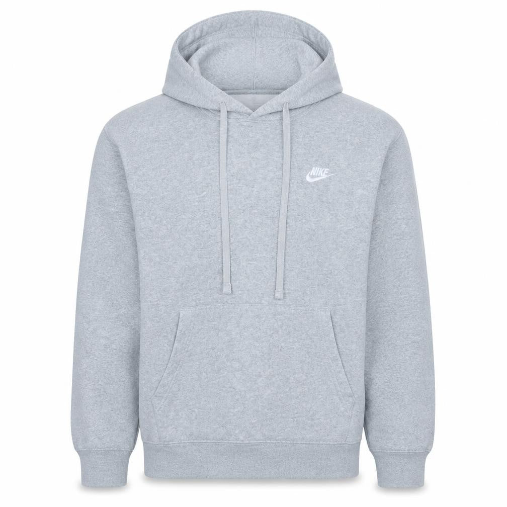 Nike Men's Grey Pullover Hoodie L Regular Fit Fleece Sweatshirt