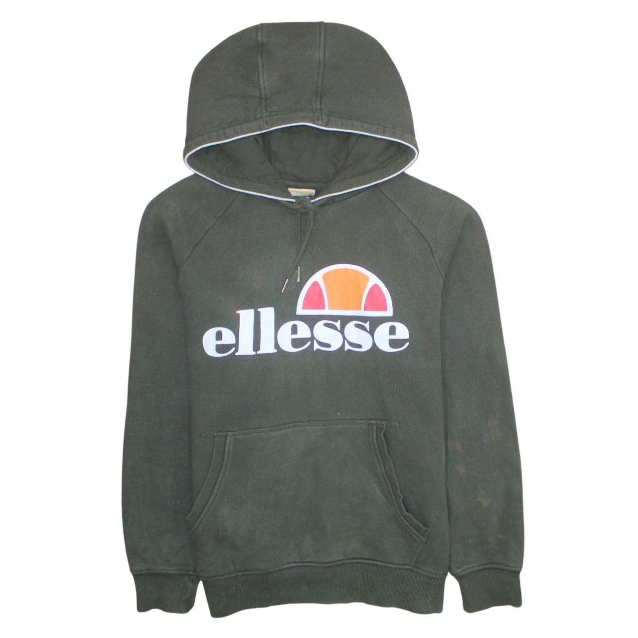 Ellesse Mens Green Pullover Hoodie L Fleece Logo Sportswear