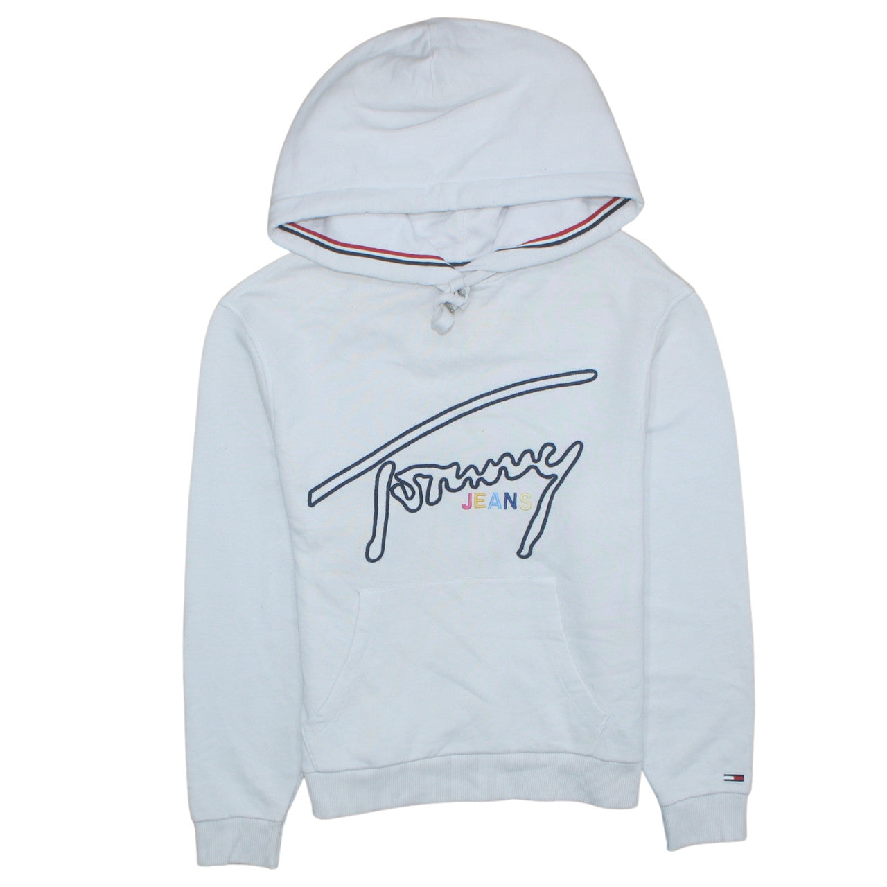 Tommy Jeans Womens White XS Pullover Hoodie Cotton Blend Logo Design