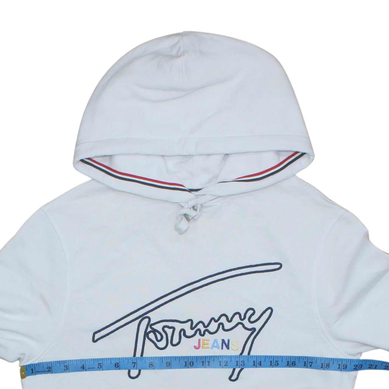 Tommy Jeans Womens White XS Pullover Hoodie Cotton Blend Logo Design
