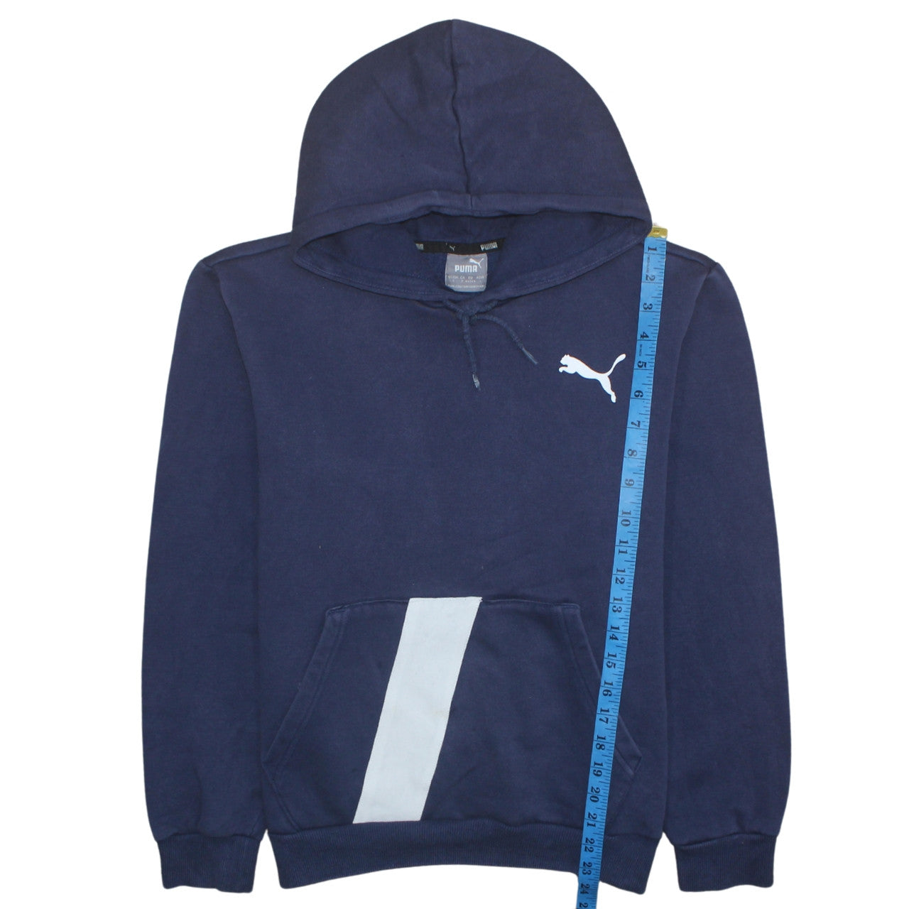 Puma Men Blue Pullover Hoodie Size S Fleece Logo Sportswear