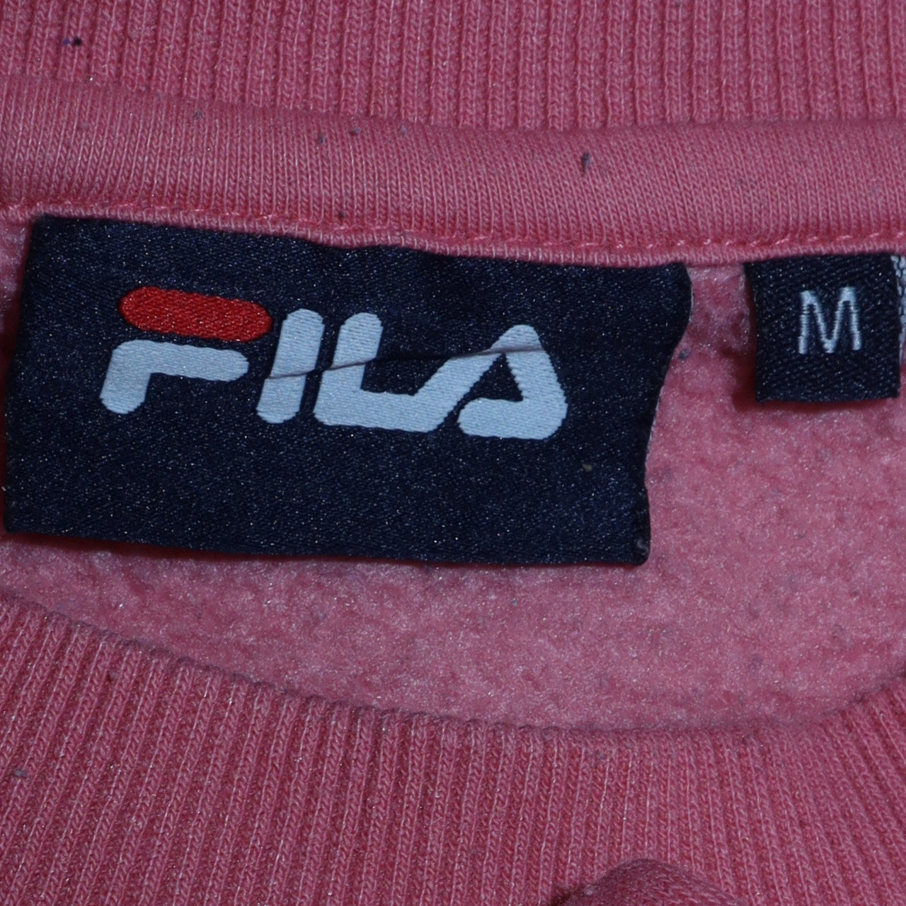 Fila Women Pink Crew Neck Pullover Sweatshirt M Logo Print Cotton Blend
