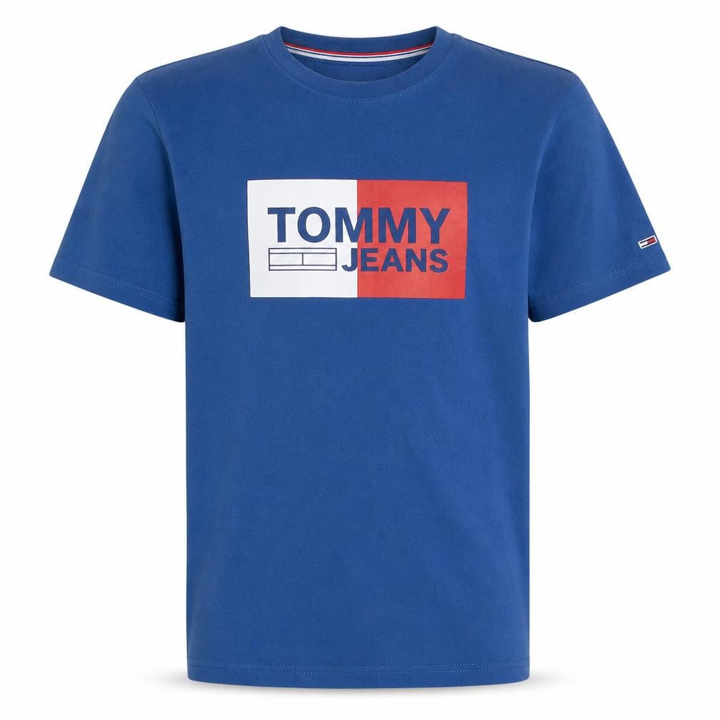 Tommy Jeans Men's Blue Graphic Logo Regular Fit Cotton T-Shirt Size L