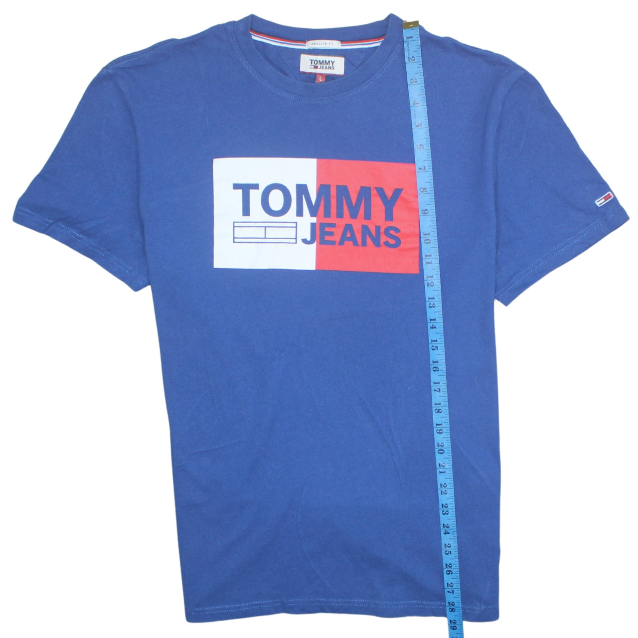 Tommy Jeans Men's Blue Graphic Logo Regular Fit Cotton T-Shirt Size L
