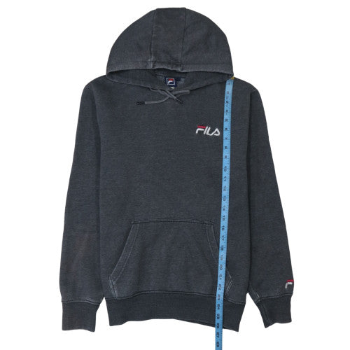 Fila Mens Black Pullover Hoodie Sweatshirt Size S Cotton Blend