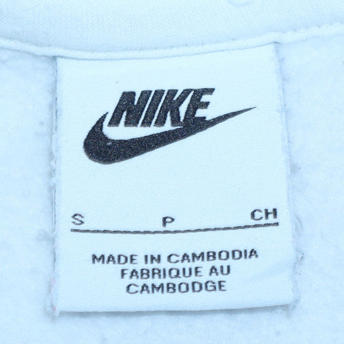 Nike Women White Small Pullover Hoodie Sweatshirt Cotton Blend