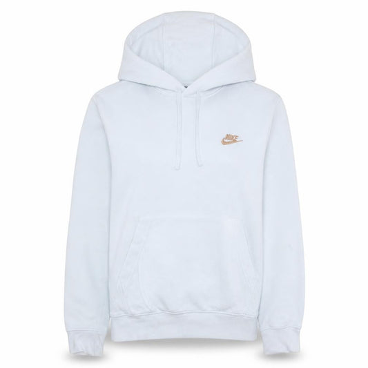 Nike Womens White Pullover Hoodie Small Logo Fleece Sweatshirt