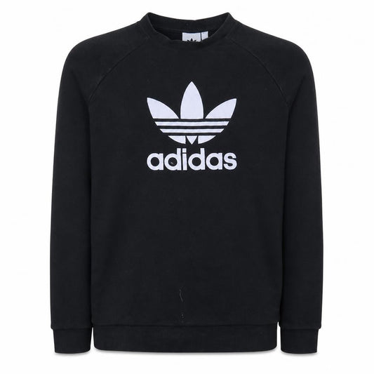 Adidas Men's Black Crew Neck Sweatshirt L Logo Print Pullover
