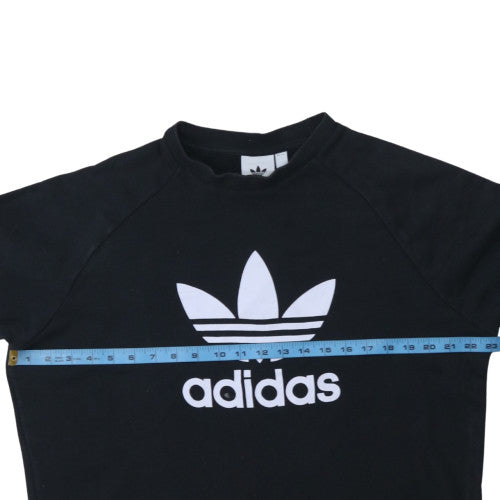 Adidas Men's Black Crew Neck Sweatshirt L Logo Print Pullover
