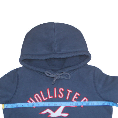 Hollister Men’s Blue M Pullover Hoodie with Logo – Regular Fit
