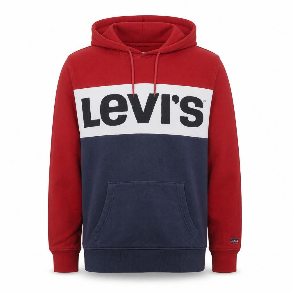 Levi's Men's Red Colourblock Logo Pullover Hoodie Size M