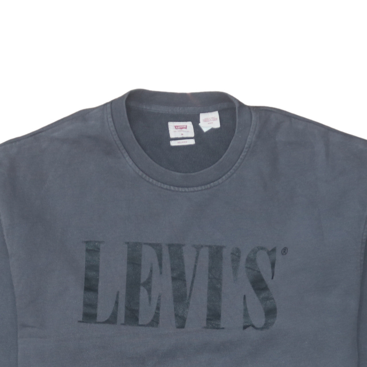 Levi's Men's Blue Relaxed Fit Crew Neck Logo Sweatshirt M
