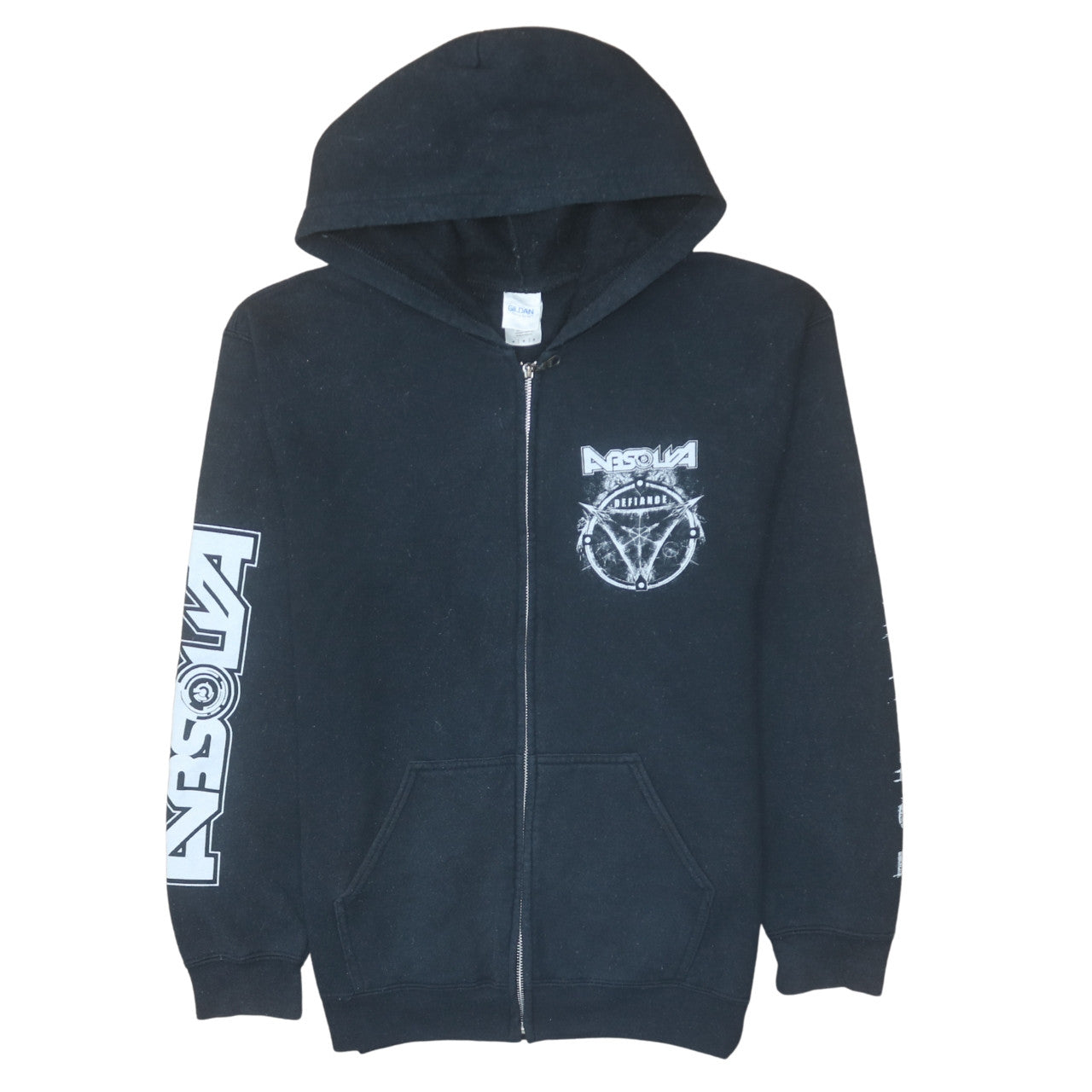 Gildan Men's Black Full Zip Heavy Blend Hoodie Medium Rock Band Design