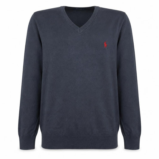 Polo Ralph Lauren Men's Blue V-Neck Cotton Pullover Sweatshirt L
