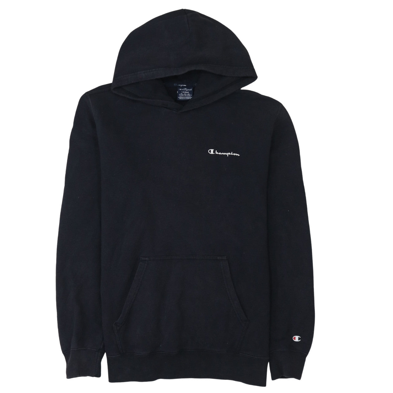 Champion Men's Black Pullover Hoodie Size L Logo Fleece Sweatshirt