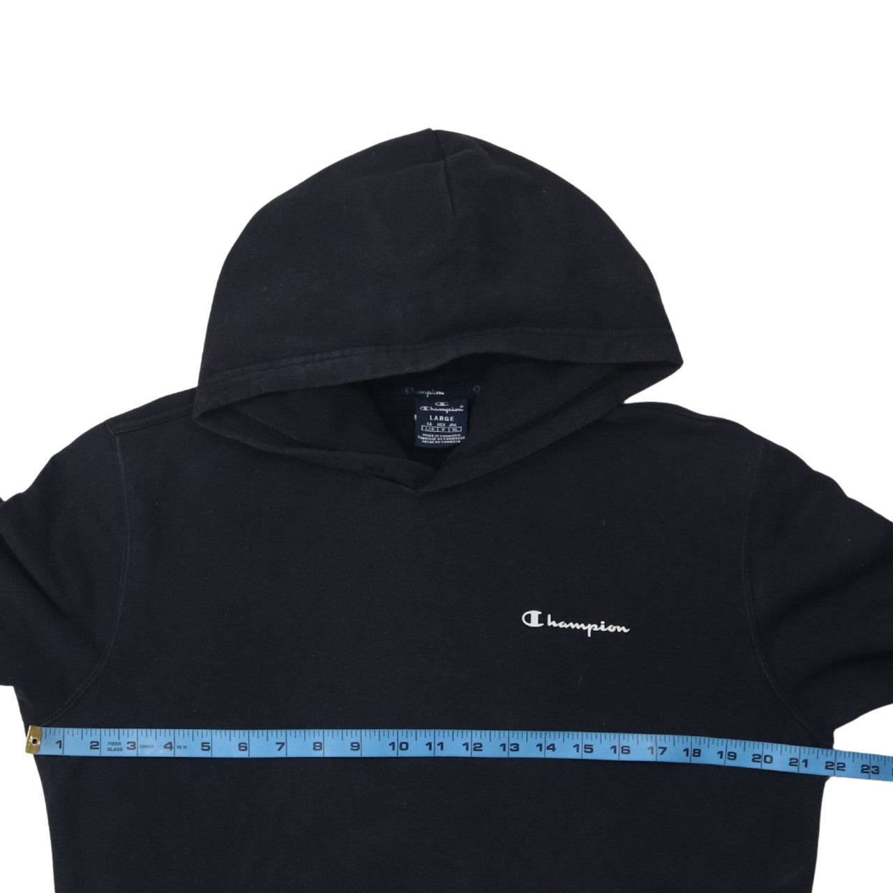 Champion Men's Black Pullover Hoodie Size L Logo Fleece Sweatshirt