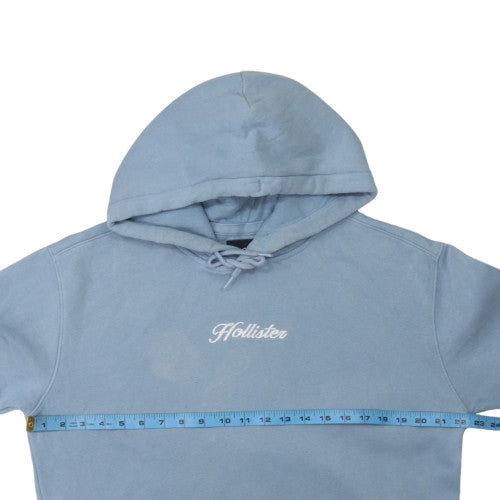 Hollister Men Blue Pullover Hoodie Medium Fleece Embroidered Logo