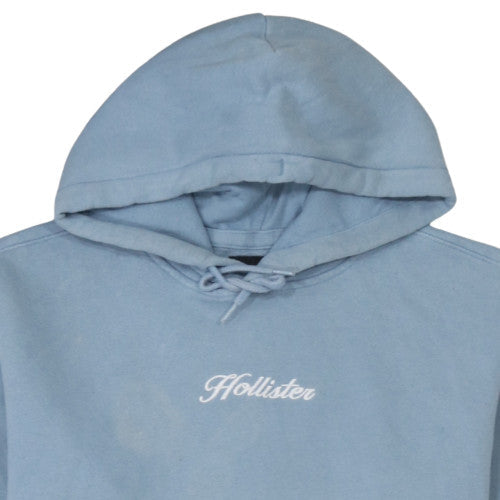 Hollister Men Blue Pullover Hoodie Medium Fleece Embroidered Logo
