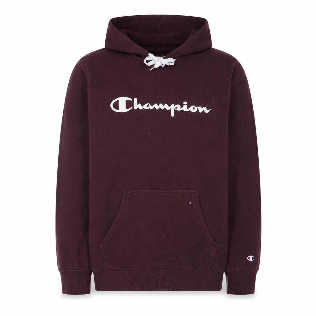 Champion Men's Brown Pullover Hoodie Medium Fleece Logo Sweatshirt