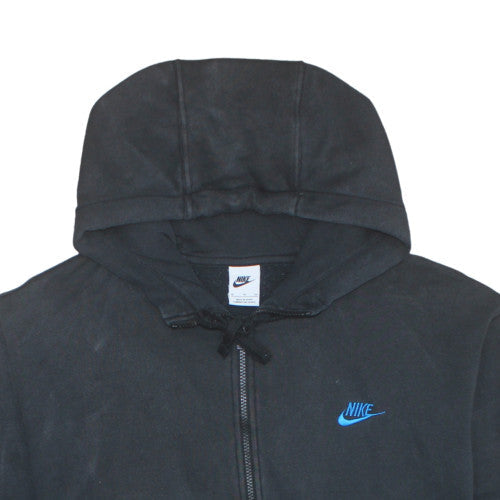 Nike Men's Black XL Full Zip Hoodie with Blue Logo