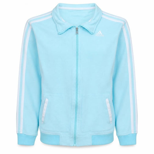 Adidas Women Blue Full Zip Sweatshirt Size L Classic Sportswear