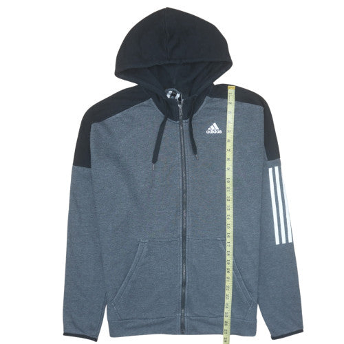 Adidas Men's Grey Full Zip Hoodie L Sports Casual Sweatshirt