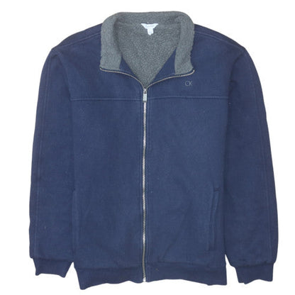 Calvin Klein Men Blue Full Zip Fleece Sweatshirt L Regular Fit