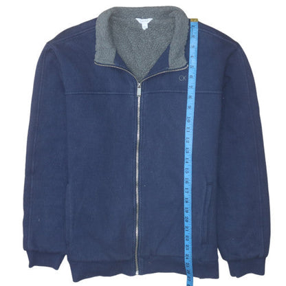 Calvin Klein Men Blue Full Zip Fleece Sweatshirt L Regular Fit