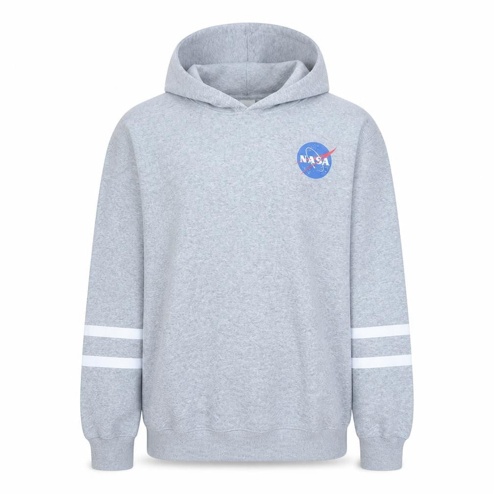 Men’s Grey NASA Pullover Hoodie Fleece Lined Regular Fit Medium
