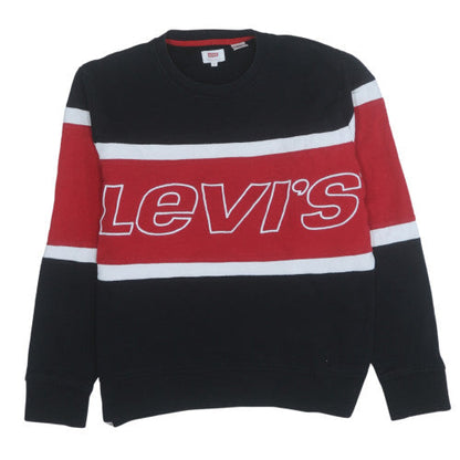 Levi's Men's Black Red Crew Neck Logo Sweatshirt Size S