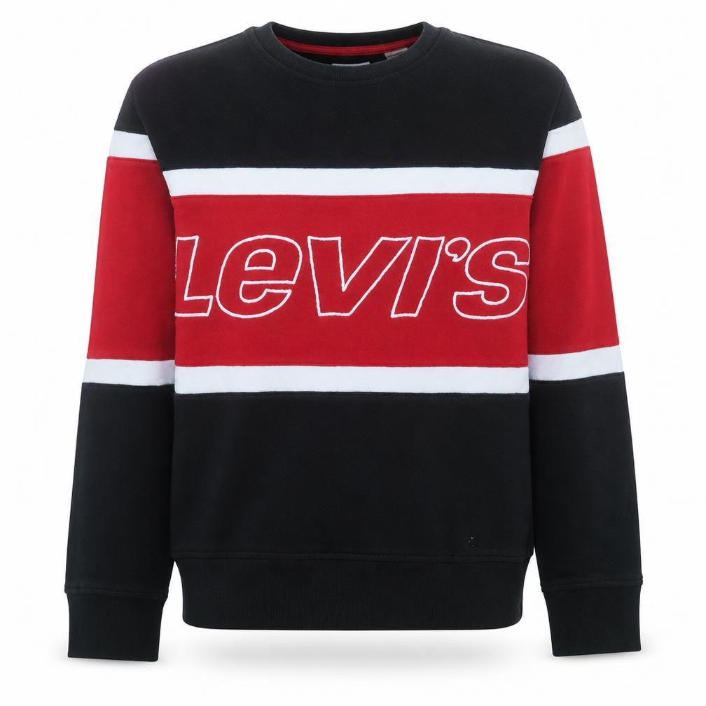 Levi's Men's Black Red Crew Neck Logo Sweatshirt Size S