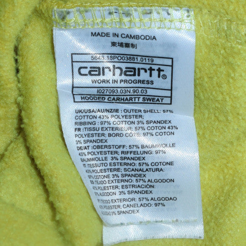 Carhartt Men's Yellow Pullover Hoodie L Fleece Logo Sweatshirt