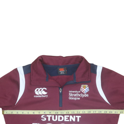 Canterbury Women's Burgundy 1/4 Zip Sweatshirt Size 14 University of Strathclyde