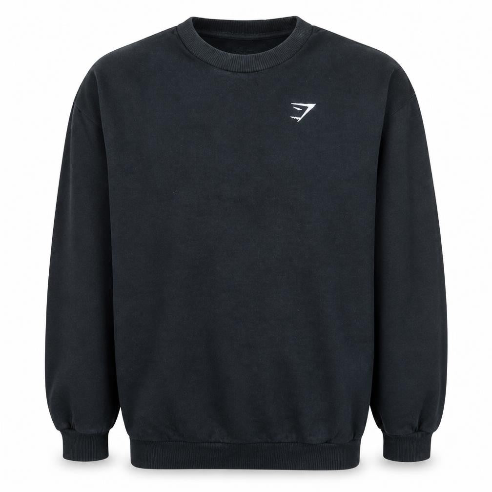 Gymshark Men's Black Small Pullover Crew Neck Sweatshirt Cotton Blend