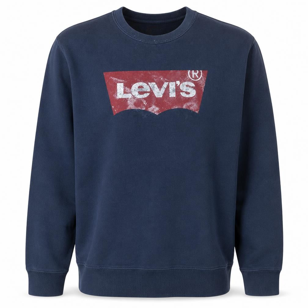 Levi's Men's Blue XL Crew Neck Logo Pullover Sweatshirt
