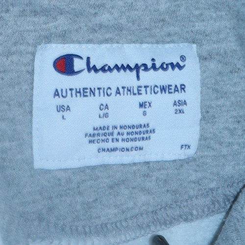 Champion Men's White Pullover Hoodie L Logo Graphic Sportswear