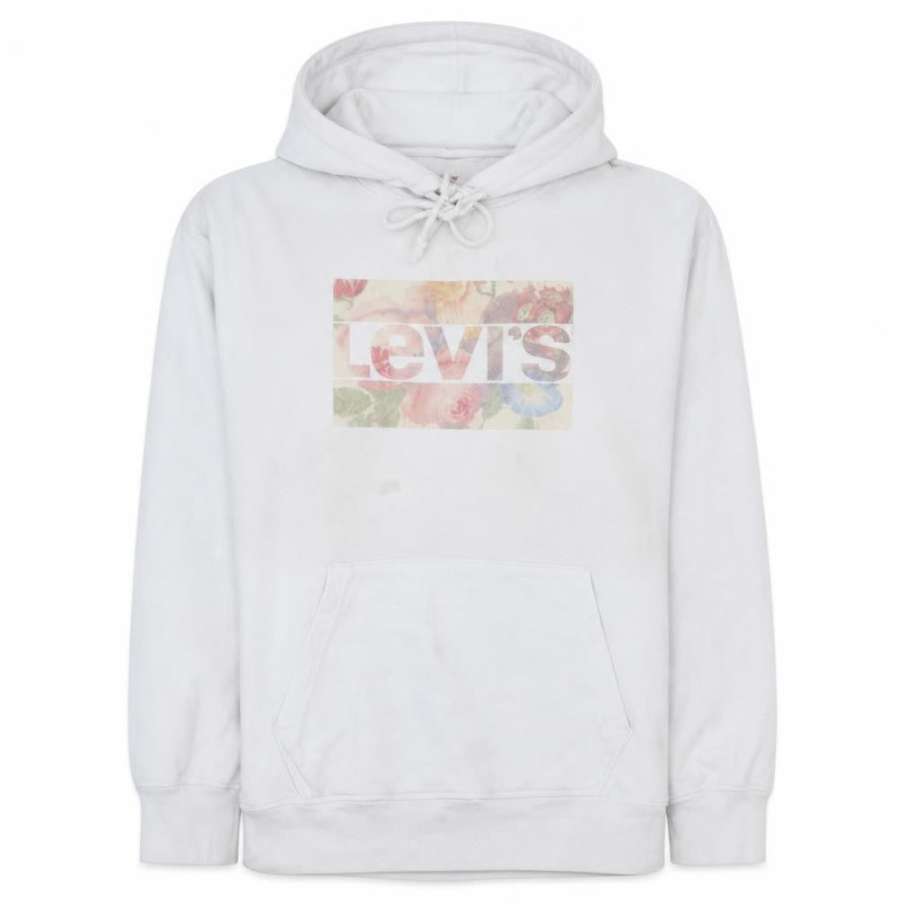 Levi's Women White Floral Logo Pullover Hoodie Medium