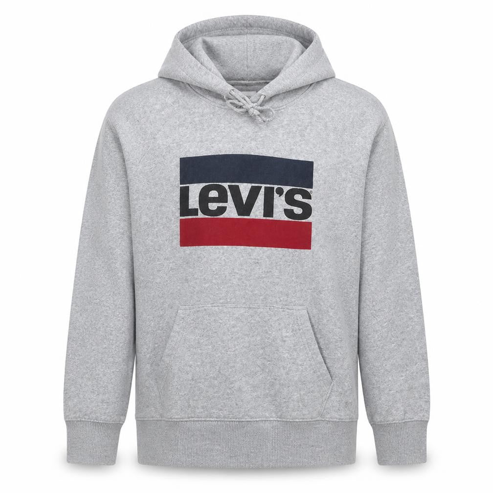 Levi's Men's Grey Pullover Hoodie L Fleece Logo Classic