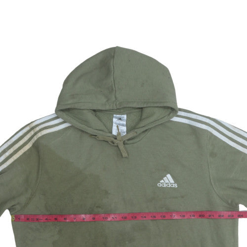 Adidas Mens Green Pullover Hoodie L Logo Fleece Sportswear