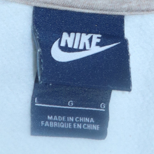 Nike Men's White Pullover Hoodie Size L Cotton Blend Sweatshirt