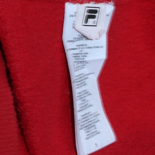 FILA Men's Red Pullover Hoodie Size S Regular Fit Fleece Sweatshirt