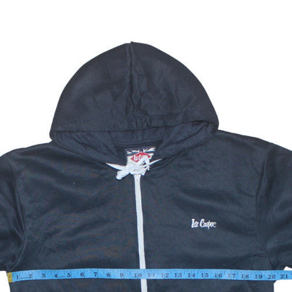 Back view of Lee Cooper Men's Black Full Zip Hoodie, size M