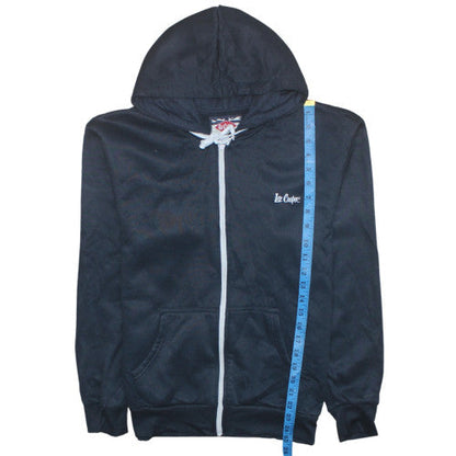 Close-up detail of Lee Cooper Men's Black Full Zip Hoodie, size M
