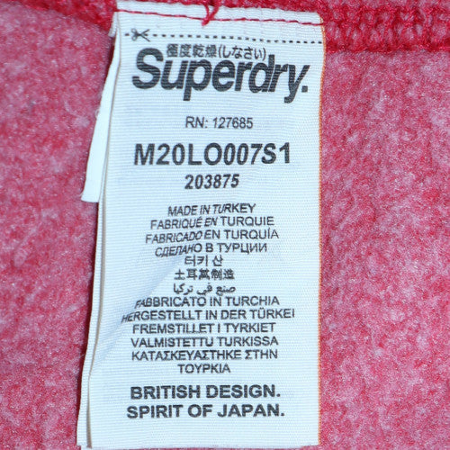 Superdry Men's Red Full Zip Hoodie S Orange Label Style